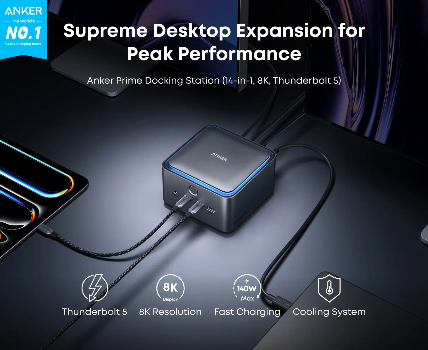 هاب تاندربولت 14 در 1 انکر Anker Prime TB5 Docking Station A83B5