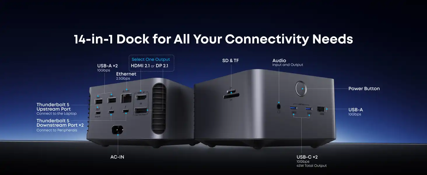 هاب تاندربولت 14 در 1 انکر Anker Prime TB5 Docking Station A83B5